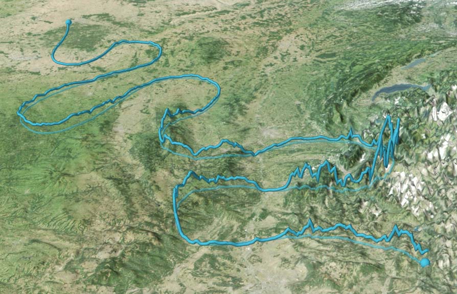 itinéraire sur la carte